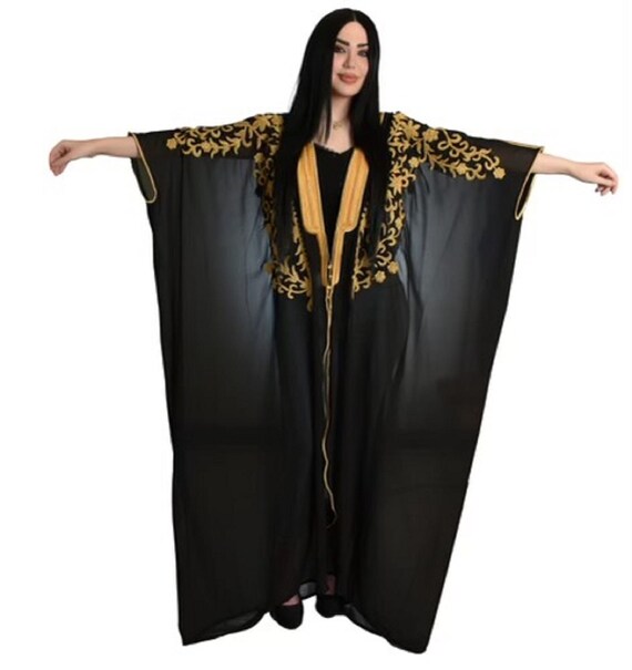 Gorgeous Bisht in Black or Brown with Golden Detailing Kiswah Cloak Arab Dress 