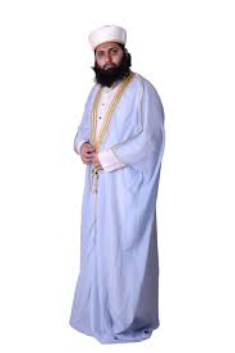 Men's Bisht Cloak Arab Dress Thobe Robe Eid Kaftan Jacket Wedding free shipping Light Blue