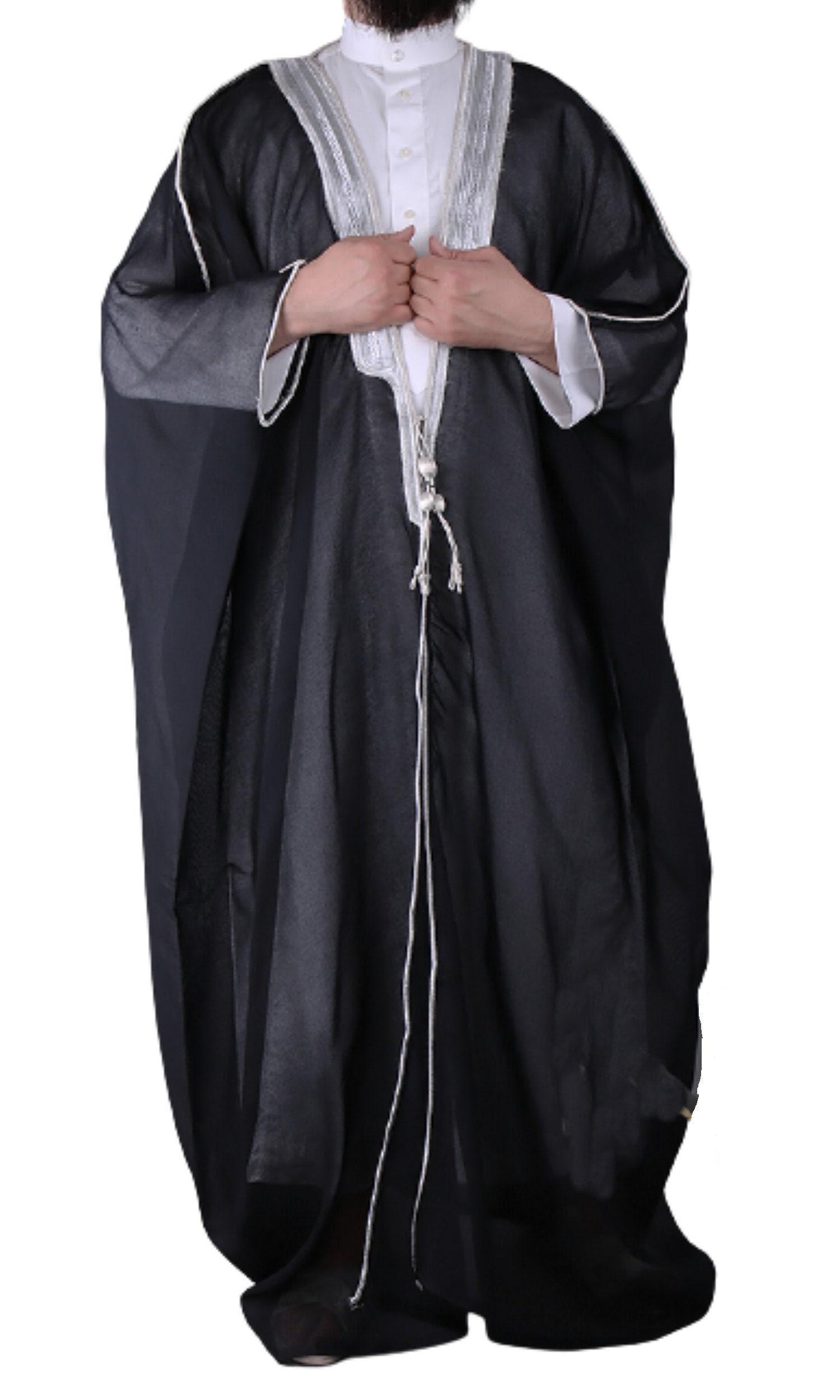 Alamirahijab Mens Bisht Islamic Arab Dress Sheikh Imam Kaftan Cloak Bisht Abaya Eid Robe Color Premium Quality