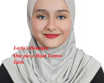 Girls Instant Hijab Cotton One piece Amira Head Scarf Cotton ( Part 1 Colors )