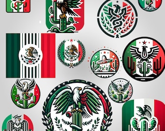 Mexican themed Flag logo png, instant download