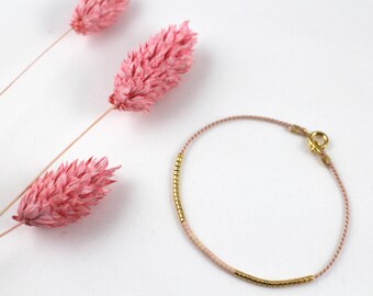 Fine bracelet Miyuki glass beads gold & pastel pink | minimalist | bridesmaid wedding jewelry | pearl bracelet | gift | gold plated