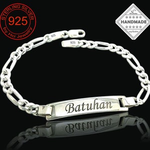 Cadena de pulsera de barra con nombre personalizado, Cadena de plata de ley 925, Tobillera personalizada con monograma de pareja, Letra de palabra con nombre, Regalo para amistad, Él y ella