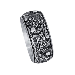 925 Silver 10 mm Engraving Wedding Band -Handmade Sterling Silver Ring - Personalized Ring