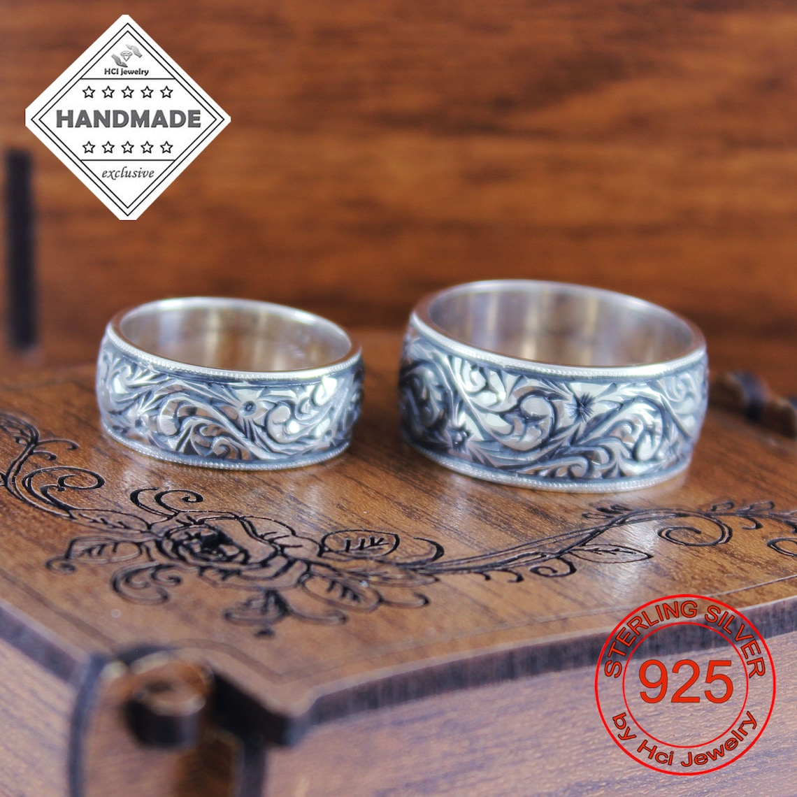 Wedding Band 925 Silver Engagement Rings Matching Unusual Etsy