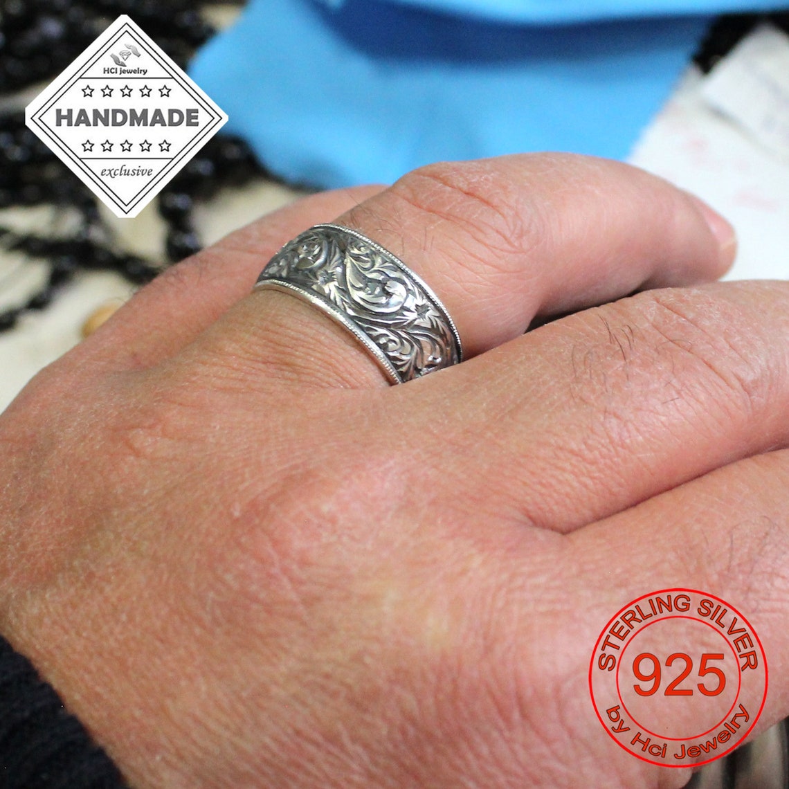 Wedding Band 925 Silver Engagement Rings Matching Unusual Etsy