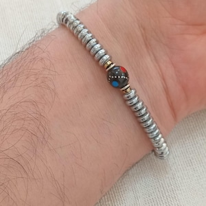 Hematite Bracelet Clasp, Silver Hematite Metallic Magnetic Bracelet Ankle Bracelet with Magnetic Clasp, Hematite Jewelry for Women