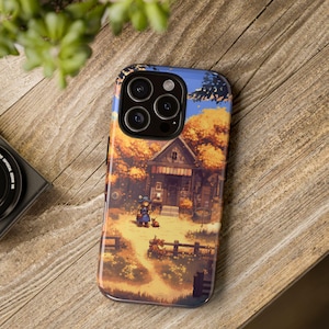 Estuche vintage de Stardew Valley con diseño de pixel art en la granja, estilo otoñal, ideal para amantes de la naturaleza, para iPhone. Envío desde EE. UU.