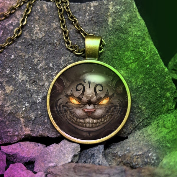 Collier de chat de Cheshire, Alice Madness Returns, Chat de Cheshire, Jeu d'horreur, Bijoux du pays des merveilles, Chapelier fou