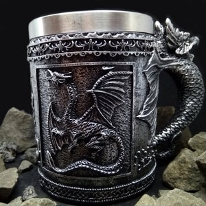Elder Scrolls Skyrim mug, Dragon wall figure, Dragon mug, Fantasy decor, Skyrim decor, Skyrim mug, Elder Scrolls mug,