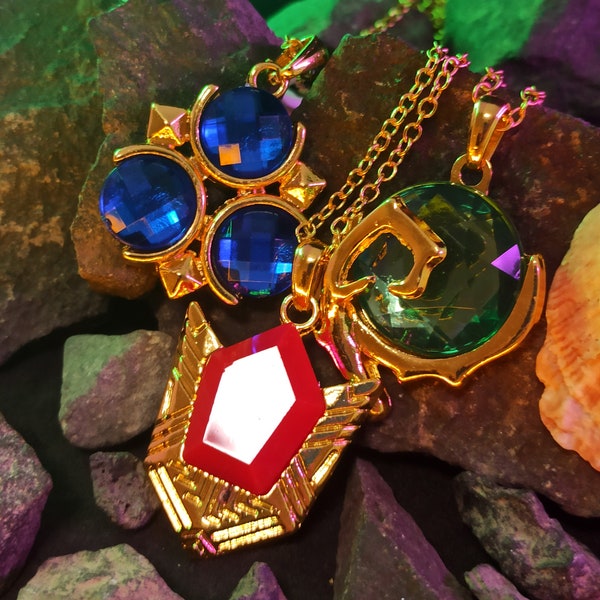 Legend of Zelda gifts, Spirit Stones, Zora's Sapphire, Kokiri's Emerald, Goron's ruby, Legend of Zelda necklace