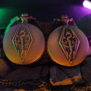 Elder Scrolls Pocket Watch Skyrim Akatosh Dragonborn Jewelry Etsy