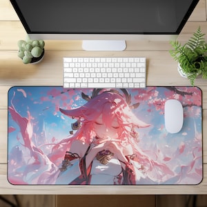 GenshinImpact Yae Miko Maus Pad - Genshin Auswirkungen auf die Schreibtischunterlage - Großes Spiel Mauspad - Schreibtischunterlage Gaming - Schreibtischunterlage ästhetisch