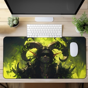 Warcraft Illidan Stromrage inspired Mouse Pad - Illidan desk mat - Large game mouse pad - Desk mat gaming - Warcraft Illidan