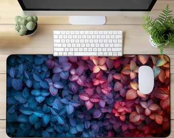 Alfombrilla de ratón con plantas de colores - Alfombrilla de escritorio botánica - Alfombrilla de ratón grande para juegos - Alfombrilla de escritorio estética - Alfombrilla de escritorio con vegetación - Decoración con plantas de interior