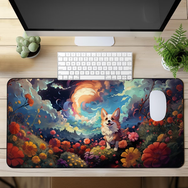 Corgis Geschenke Maus Pad - Corgis Artwork Schreibtischmatte - Großes Gaming Mauspad - Schreibtischunterlage Gaming - Schreibtischunterlage niedlich - ästhetische Schreibtischunterlage - Doggo Art