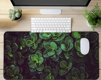 Alfombrilla de ratón con diseño de plantas - Alfombrilla de escritorio botánica - Alfombrilla de ratón grande para juegos - Alfombrilla de escritorio estética - Alfombrilla de escritorio con vegetación - Decoración con plantas de interior