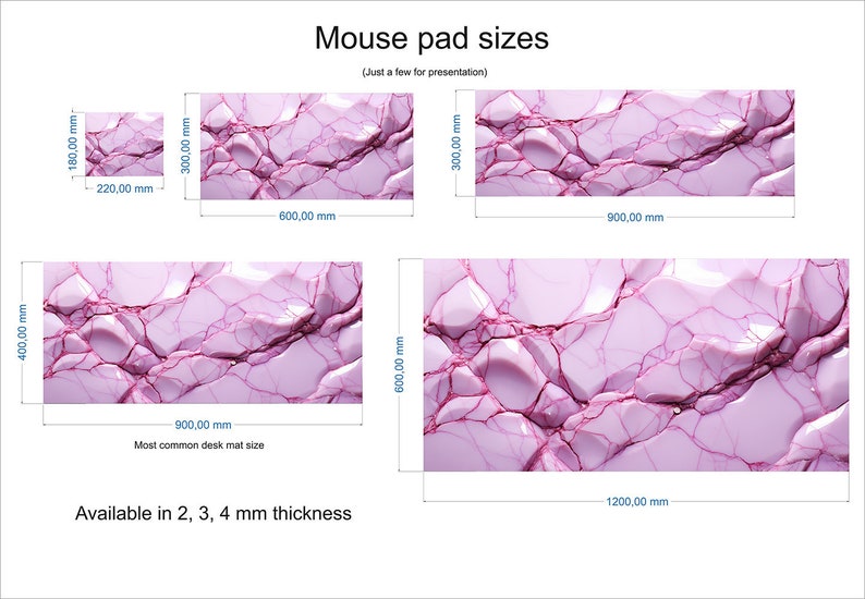 Pink Marble Stone Gaming Mouse Pad – Marble Texture Mouse Mat - Cute ...