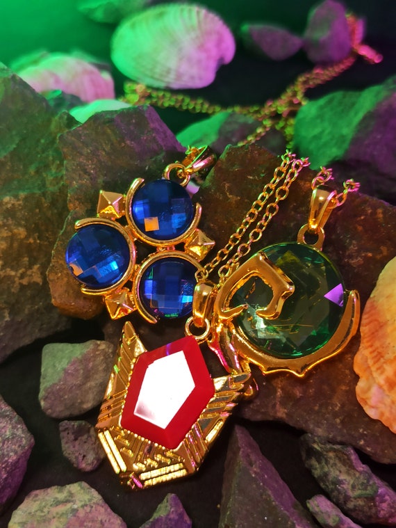 Legend of Zelda Gifts, Spirit Stones, Zora's Sapphire, Kokiri's Emerald,  Goron's Ruby, Legend of Zelda Necklace 