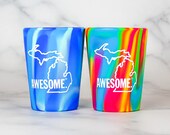 Michigan Awesome Super Colorful Sili Half Pint Glass