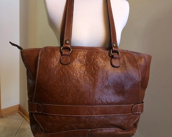 Patricia Nash Tooled Leather Tote Shoulder Bag