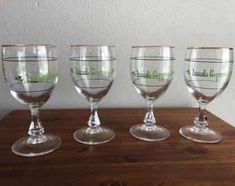 Set of 4 Cristal D’Arques Durand Irish Coffee Pedestal Glasses w/ 22k Gold Rim