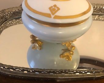 Antique Limoges Porcelain Hair Receiver, Art Deco Floral  display picture 1