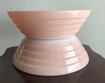 Set Of 2 Hazel Atlas Moderntone Platonite Pastel Pink 8” Serving Bowls