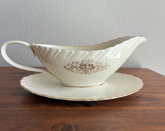 Vintage Lenox Orleans Gravy Boat with Attached Underplate