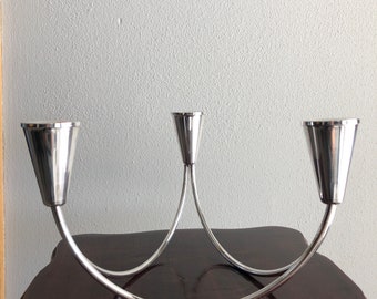 Vintage 1940s Duchin Creation Sterling Silver Weighted 3 Arm Triple Candle Holder 378g