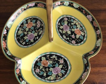 Vintage 11 Inch Morimura Brothers Nippon Japan Hand Painted Divided Dish - Floral Imari