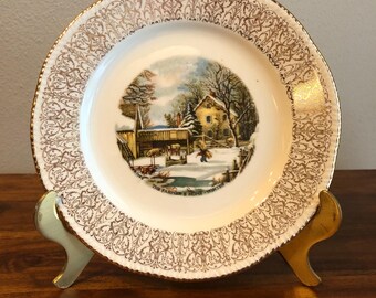 Currier & Ives “The Farmer’s Home - Winter” by Homer Loughlin 6” Bread Plate