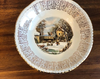 Currier & Ives “The Farmer’s Home - Winter” by Homer Loughlin 5.5” Berry Bowl