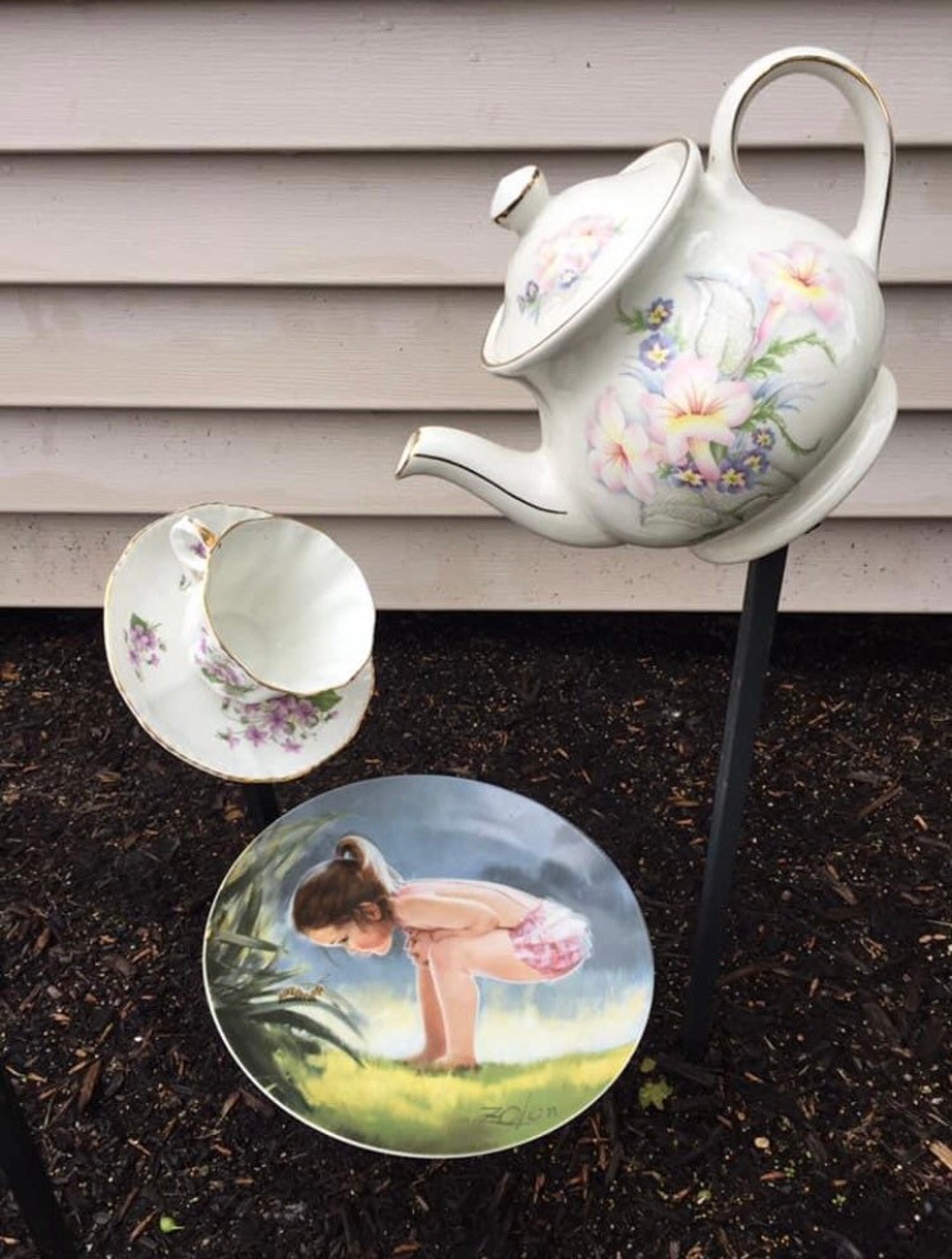 Teapot Garden Waterfall Etsy
