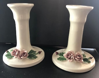Vintage L'Atelier Capodimonte Candlestick Holders Made in Italy