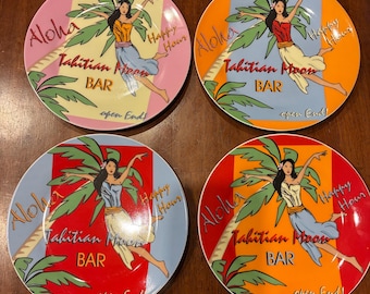 Set of 4 I. Godinger Tahitian Moon Bar Appetizer / Dessert Plates