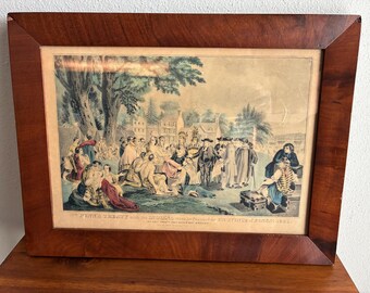 Nathanial Currier - Lithograph Framed - “Wm Penn’s Treaty with the Indians when he Founded the Province of Pennsa. 1661”