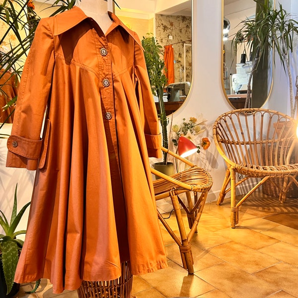 Magnifique trench-coat authentique pour fille (8 ans) des années 70, redingote