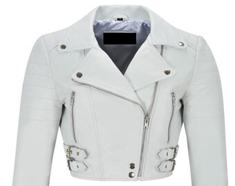 ladies short black leather jacket