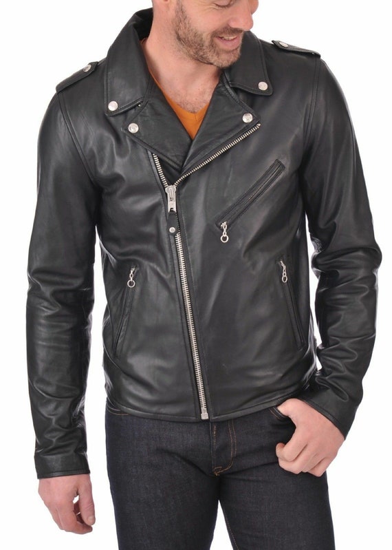 NOORA New Style Lambskin Black Leather Jacket Slim fit Biker | Etsy