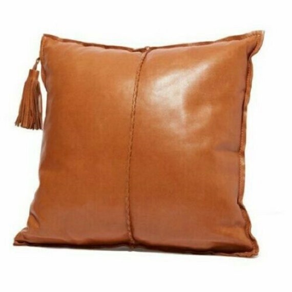 tan leather pillow