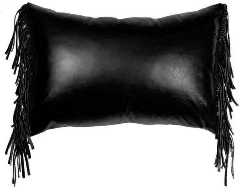 NOORA Pure leather Side Fringe pillow Cover Style Etsy