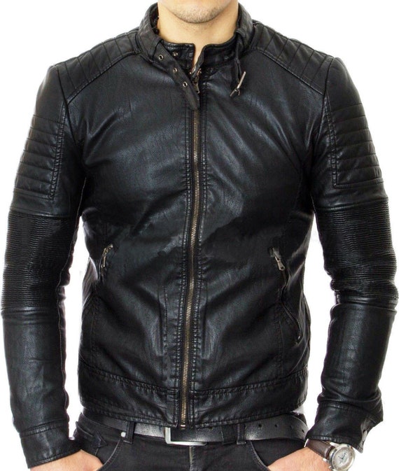NOORA Mens Leather Jacket Motorcycle Biker Real Soft Lambskin | Etsy