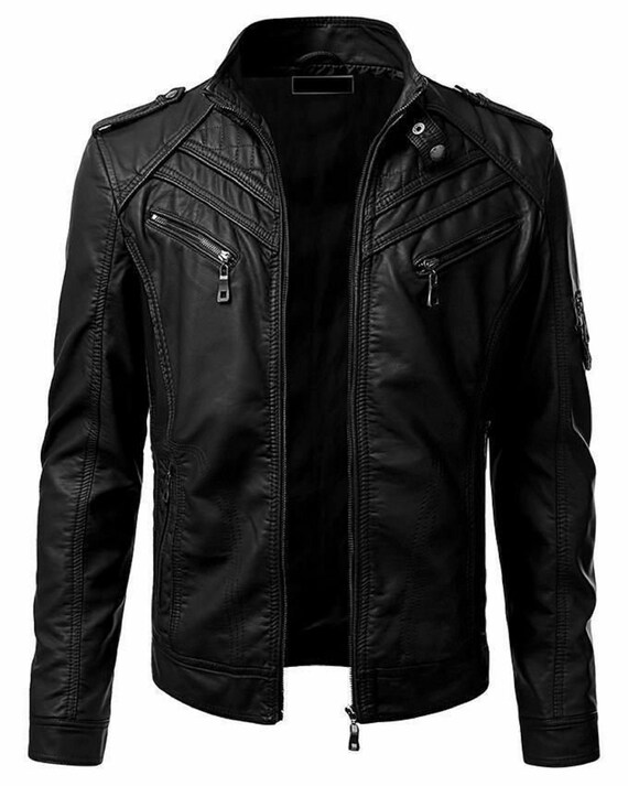 NOORA Mens Real Genuine Leather Jacket Vintage Black Brown | Etsy