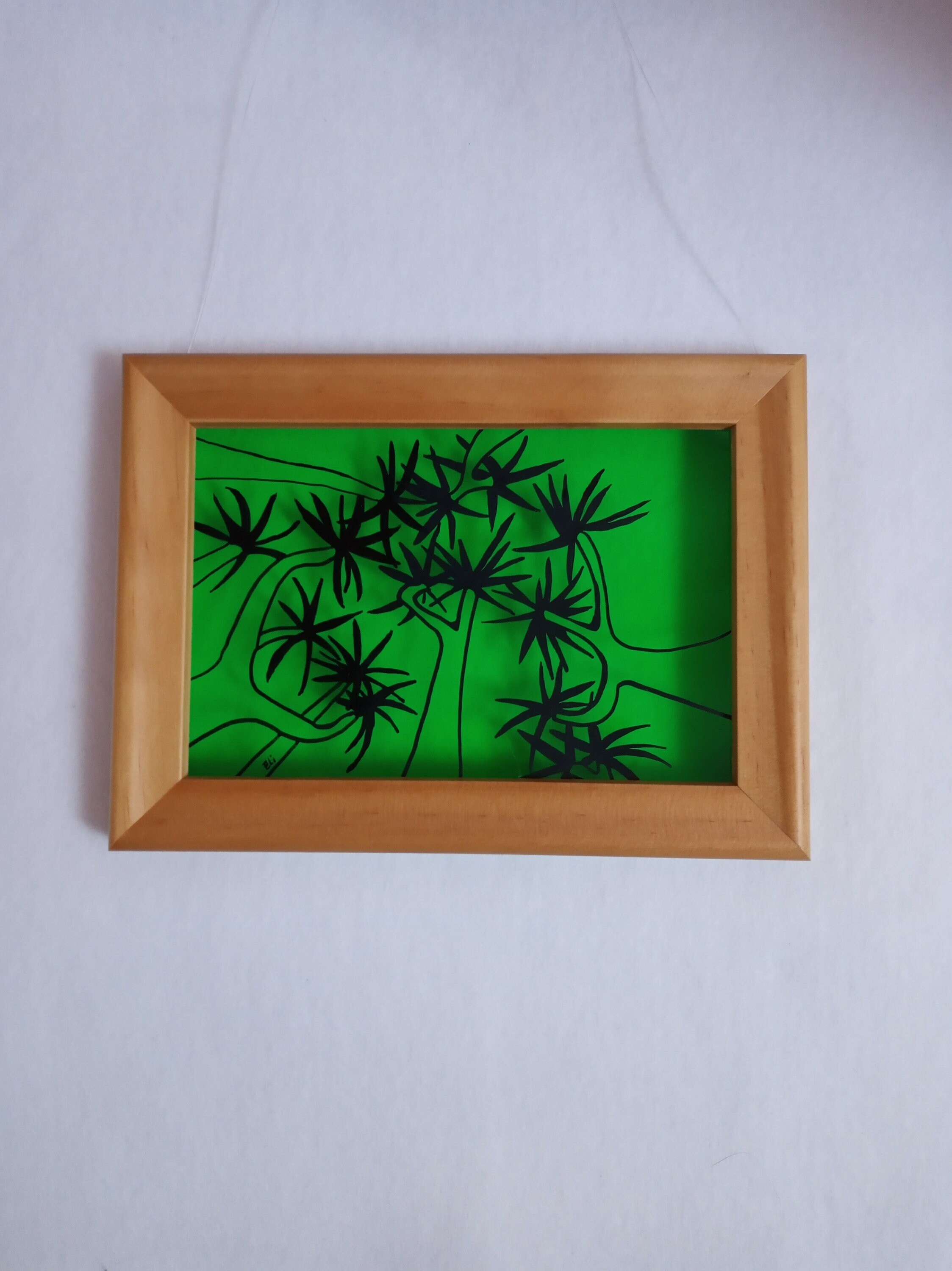 Cadre Vert Arbre à Suspendre Aux Fenêtres Lumière Couleur Transparence Dessin Encre de Chine