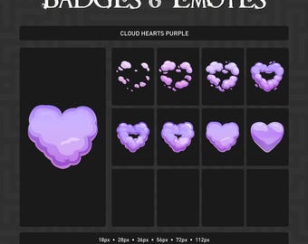 Cloud Hearts Purple Steam Badges & Emotes (Arquivo Digital)