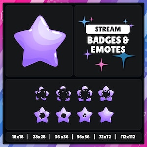 Star Blobs | Purple | Twitch - YouTube - Discord - Kick | Sub Badges - Points - Bits - Emotes | Streaming