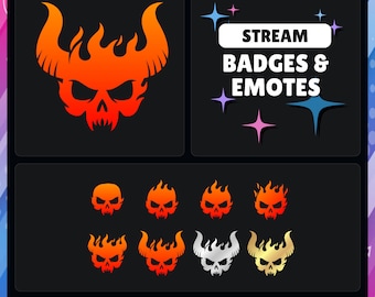 Demon Skull (Orange/Red) | Diablo | Blizzard | Twitch - YouTube - Discord - Kick | Sub Badges - Points - Bits - Emotes | Streaming