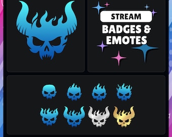 Demon Skull (Blue) | Diablo | Blizzard | Twitch - YouTube - Discord - Kick | Sub Badges - Points - Bits - Emotes | Streaming