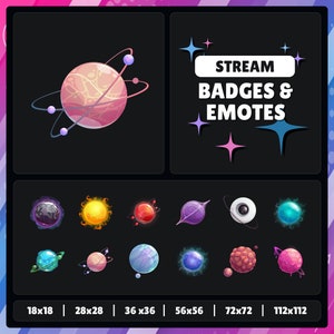 Planets | Set 1 | Twitch - YouTube - Discord - Kick | Sub Badges - Points - Bits - Emotes | Streaming